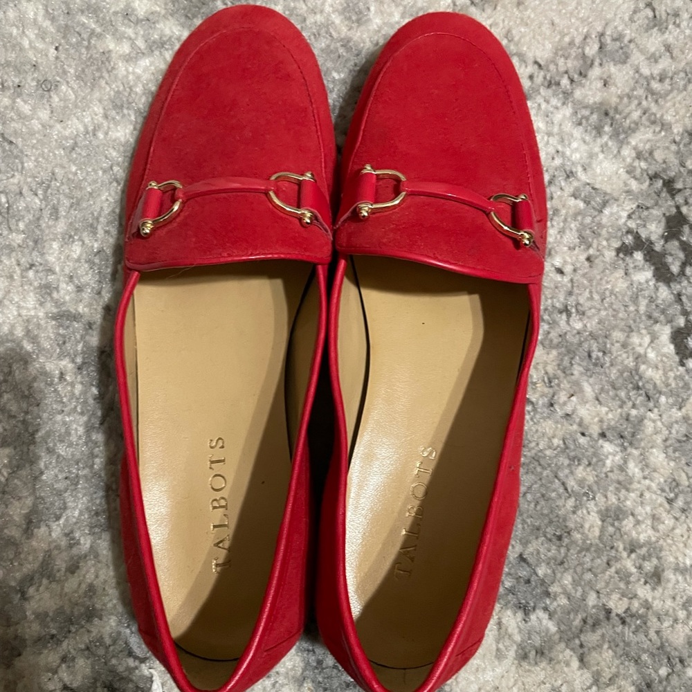 TALBOTS SUEDE RED LEATHER LOAFERS Size 7.5